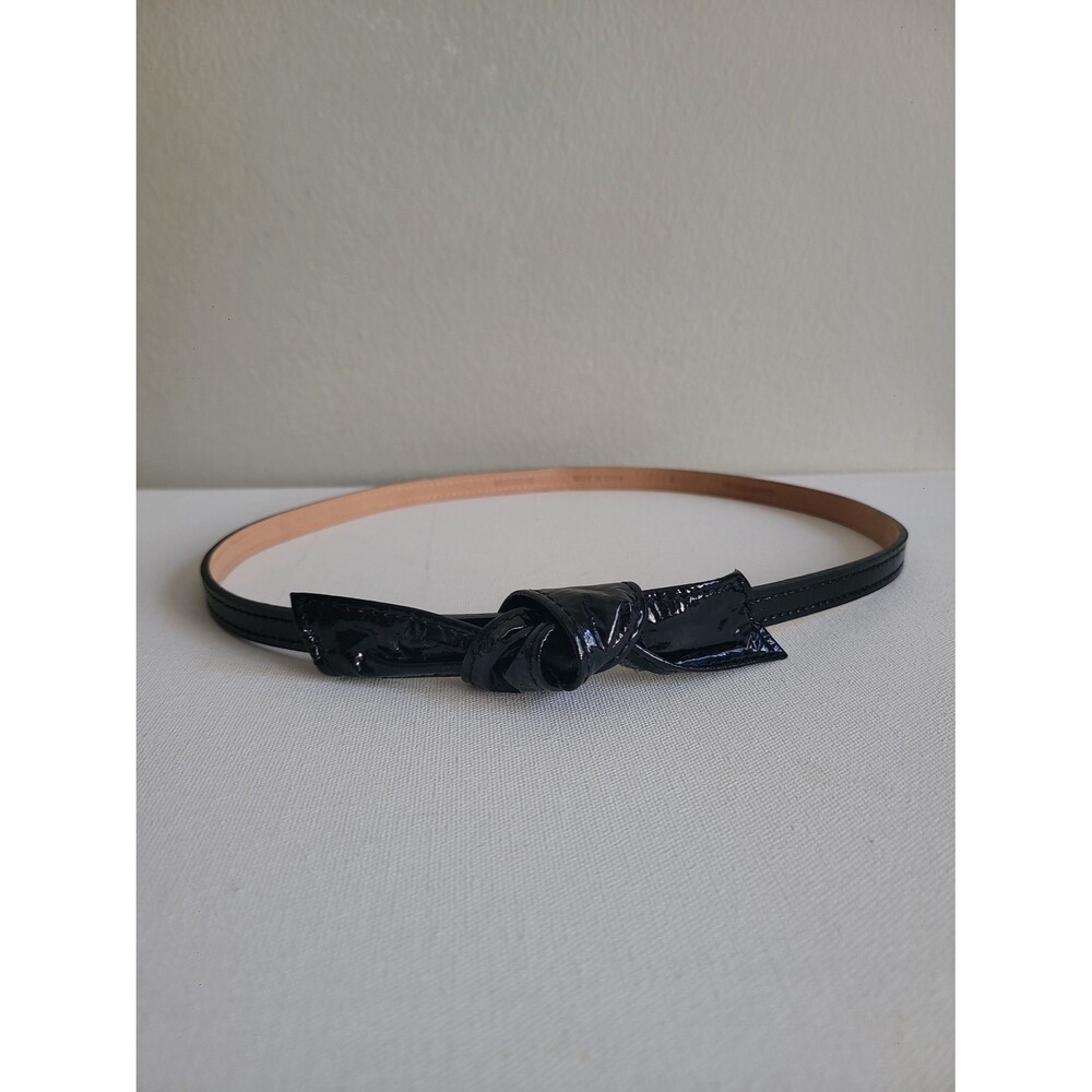 Black Leather Skinny Waist Belt Sz S Preppy Elegant Glam